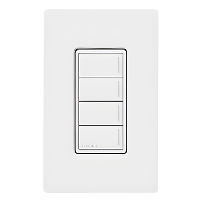 RRSTHN4BWH - Botonera de Pared / 4 Botones de Escena / Retroiluminada / RF Clear Connect Type X / 120-277 V / Sin Baterías