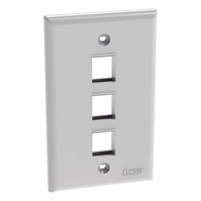 NK3FNWH - Placa de Pared Vertical / 3 Puertos Keystone / ABS / 69.8 x 114.3 mm / 2.75 x 4.5 pulg. / Blanco