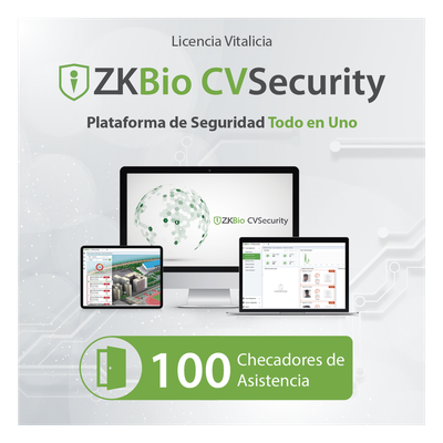 ZKCVTAP100 - Licencia de Software / Gestión de 100 Dispositivos / Control de Tiempo y Asistencia / Compatible InBioPro-InBio-APX-Green Label