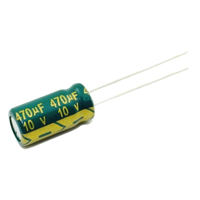 CE470/10V - Capacitor Electrolítico de Aluminio / 470 µF / 10 VDC / 105 °C / Radial 6.3 x 11 mm / Corriente de Rizado 300 mA @10kHz