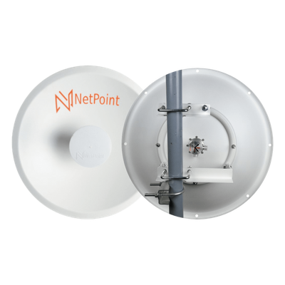 NPPROUW - Antena Direccional Parabólica / 27 dBi / 4.9-7.2 GHz / Dual Polaridad Slant 45°/90° / 39.6 cm / Radomo Integrado