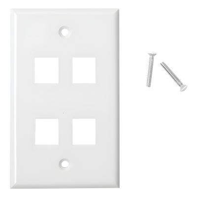 LP-FP-19 - Placa de Pared / 4 Puertos Keystone / Montaje Vertical / 70 x 115 mm / 2.75 x 4.52 ft / Blanco