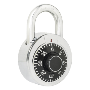 SYS-L26S50NGB - Candado de Combinación / Cuerpo 50 mm / Seguridad Nivel 3 / Combinación de Disco 3 Pasos / Gancho 7.5 mm / Acero Cromado