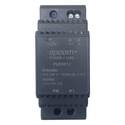 PLR-3012 - Fuente de poder DIN Riel / 15 Vcc / 2 A / 30 W / Entrada 100-240 Vca / Terminales 5.5 x 2.5 mm / -20°C a 45°C / 3.7 x 1.4 x 2.3 pulgadas