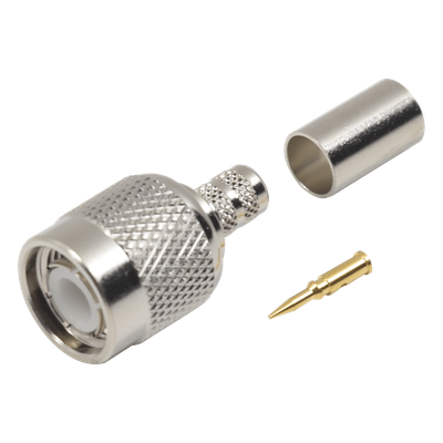 RFT-1203-1X - Conector TNC Macho / Anillo Plegable / LMR-240 RG-8/X Belden 9258 / Níquel Oro Delrin