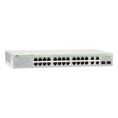 AT-FS750/28-10 - Switch WebSmart / 24x FE 10/100 Mbps / 2x GE 10/100/1000 Mbps / 2x SFP Gigabit Combo / 12.8 Gbps Switching Fabric