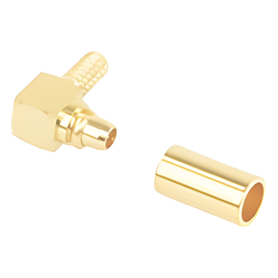 RMX-9010-1B - Conector Coaxial / MMCX Macho / Ángulo Recto / Anillo Plegable / Oro/Teflón / RG-174/U, LMR-100A