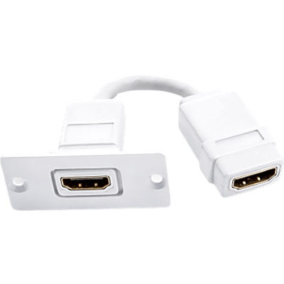 W-H(W-HDMI)(W) - Wall Plate Inserción HDMI / Espacio Simple / Conexiones Frontal y Trasera / Diseño Pasivo / 5.05 x 5.80 x 2.34 cm