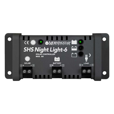 SHS6NL - Controlador Solar de Carga y Descarga / PWM 4 Etapas / IP22 / 11.5 VCC Desconexión Bajo Voltaje / Compensación Térmica