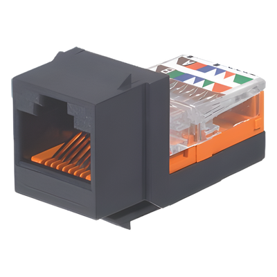 NK5E88MBLY - Conector Jack Keystone / Cat 5e / RJ45 / 8P8C / Leadframe / T568A/B / Sin Blindaje / 1 Puerto / Negro