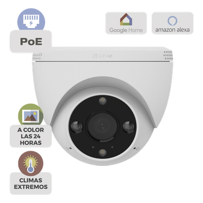 CSH4/POE - Cámara IP Bullet PoE / 3 Megapixel 2K / Visión Nocturna Color 30 m (98.4 ft) / Detección IA Humano/Vehículo / Audio Bidireccional / Defensa Activa / IP67
