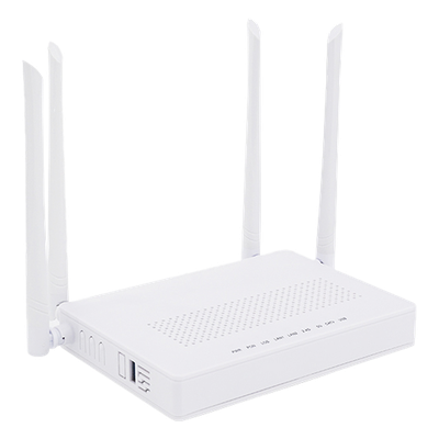 V2802-ACT - ONU Dual PON / Wi-Fi Doble Banda AC1200 / 2 Puertos Gigabit / Puerto CATV con AGC / 4 Antenas de Alta Ganancia / Gestión Remota OLT