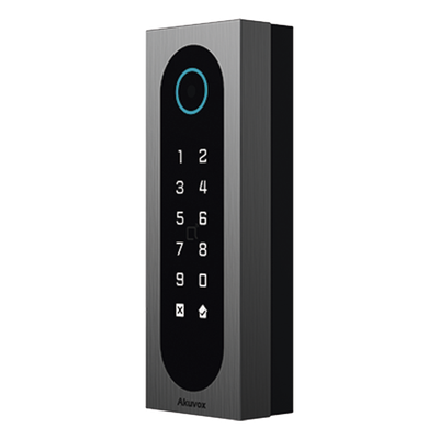 A08S - Control de Acceso Slim / 20,000 Tarjetas / 100,000 Eventos / IP65 & IK09 / Multi-Credencial QR-Bluetooth-PIN-RFID / Wiegand-RS485-Relay / Aluminio y Vidrio Templado