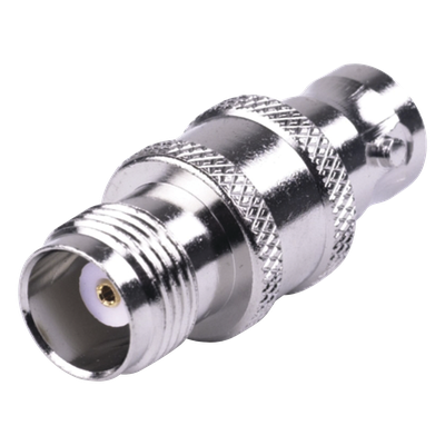 RFT-1232 - Adaptador Coaxial RF / TNC Hembra a BNC Hembra / Montaje en Línea / Cuerpo Bronce Niquelado / Contacto Oro / Aislante Teflón