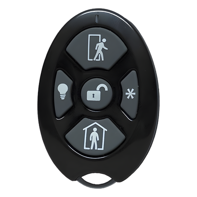 RE6005 - Control Remoto de Seguridad / 5 Botones Configurables / Transmisión 433.92 MHz / Encriptación AES 128-bit / Automatización Domótica / Indicador de Batería Baja