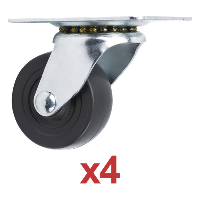 ROD42.5 - Kit de Ruedas Locas para Racks / 2.5 in (6.35 cm) / Carga 125 lb por Rueda / Base 3 7/8 x 2 3/4 in (9.8 x 7 cm) / Altura 3.25 in (8.25 cm)