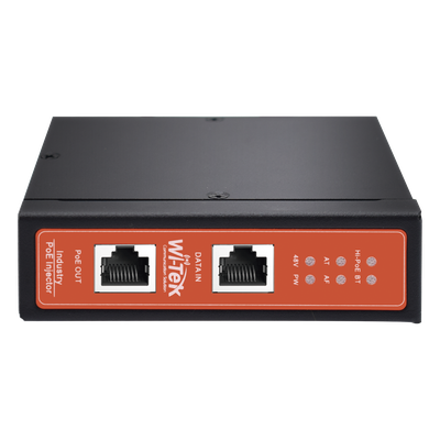 WIPOE58BTIDC - Inyector PoE Industrial / Entrada 12-57 VDC / Salida PoE++ 90W / Gigabit Ethernet / Riel DIN / Sin Ventilador