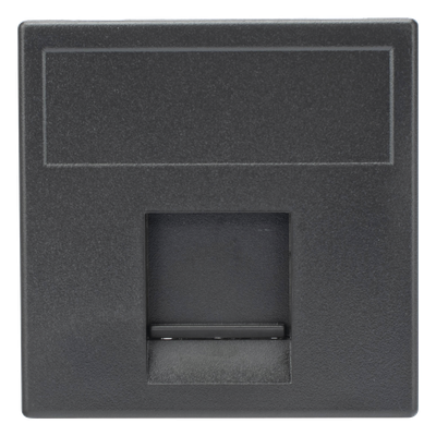 SM-1-KEY-G - Módulo de Placa / 1 Espacio Keystone RJ45 / Guardapolvo Integrado / Acabado Grafito RAL 7021 / 45 × 45 mm / Compatible Cajas Teleblock y Ofiblock