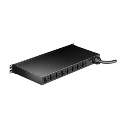 E08D10M - PDU ES2P Monitoreable (MI) para Distribución de Energía, Enchufe de Entrada NEMA 5-20P, Con 8 Salidas 5-20R, Horizontal 19in, 120 Vca, 20 Amp, 1 UR