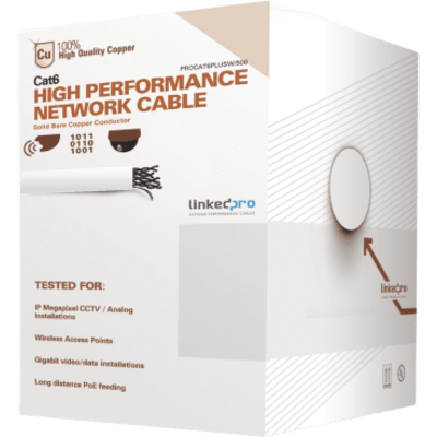 PRO-CAT-6-PLUS-W/500-V2 - Cable de Red UTP / Cat6+ / Calibre 23 AWG / 152 m (500 ft) / 250 MHz / Gigabit Ethernet / Interior PVC CM / Blanco