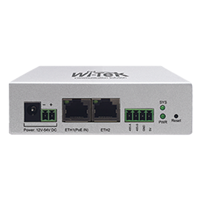 WI-IOT100 - Controlador IoT / 2 Puertos 10/100 Mbps / PoE 802.3af / RS-485 / Alimentación 12-54V DC / Gestión Solar en la Nube