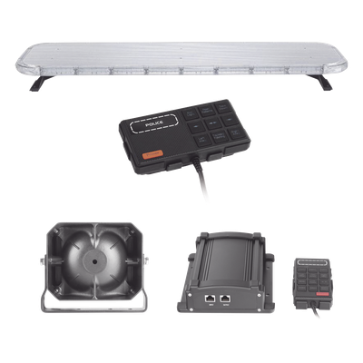X75RBSKITF - Kit de Equipamiento para Unidades de Seguridad Pública / Barra LED 132 LEDs Hyperlux G3 / 22 Módulos Control Tráfico Rojo/Azul / Sirena 100 W / IP65 / SAE J1345