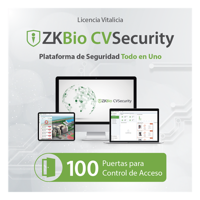 ZKCVACP100 - Licencia de Software / Gestión de 100 Puertas / Control de Acceso / Compatible con InBio Pro y Biométricos ZKTeco