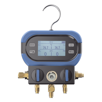 DM-AA - Manifold Digital / 2 Válvulas / Sensor Alta Precisión / LCD Retroiluminada / Rango -14 a 800 psi (55 bar) / 40+ Refrigerantes / Anti-Caídas