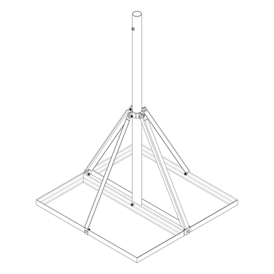 S-BNP-901 - Base No Penetrante para Techo / Mástil 1.5 m (4.9 ft) / Armazón 0.9 x 0.9 m (3 x 3 ft) / Acero Galvanizado en Caliente / Instalación sin Perforación