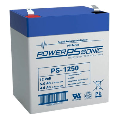 PS-1250-F2 - Batería de Respaldo AGM/VRLA / 12V 5.0Ah / Terminales F2 / Vida Útil 5 Años / Certificación UL