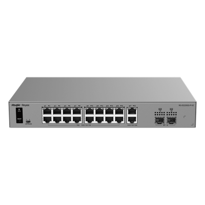 RG-ES220GS-P-V2 - Switch Smart Cloud PoE+ / 20 Puertos Gigabit / 16 Puertos PoE+ 250 W / 2 SFP 1G / Switching 40 Gbps / Forwarding 29.76 Mpps / Protección 6 kV / Gestión Cloud