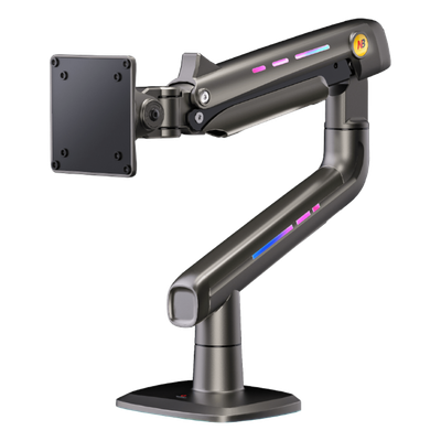 F5NB - Soporte Mecánico para Monitor / 32" a 60" / Carga 2-20 kg (4.4-44 lbs) / VESA 75x75 y 100x100 mm / Iluminación RGB / Resorte de Alta Precisión / Rotación 360°