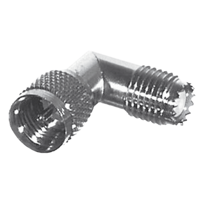 RFU-630 - Adaptador en Ángulo Recto / Mini-UHF Macho a Hembra / Ingleteado / Níquel / Oro / Teflón