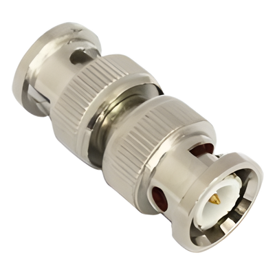 TT-RG-13 - Adaptador Coaxial / BNC Macho a BNC Macho / 75 Ohm / Barril / Níquel-Oro-PTFE / 13.9 mm x 33.6 mm