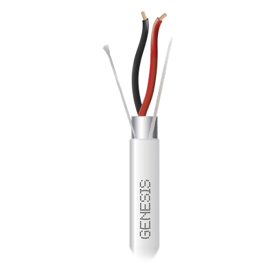 2202-1101 - Bobina de 305 Metros (1000 Pies) de Cable 2 x 22 AWG BLINDADO / RISER / Color Blanco / Para Aplicaciones de Audio, Seguridad y Control