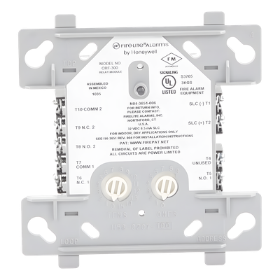 CRF-300 - Módulo de Relevador Direccionable / 2 Salidas Form C / Alimentación por Lazo SLC 2 Hilos / 24 VCC / Certificaciones UL y FM
