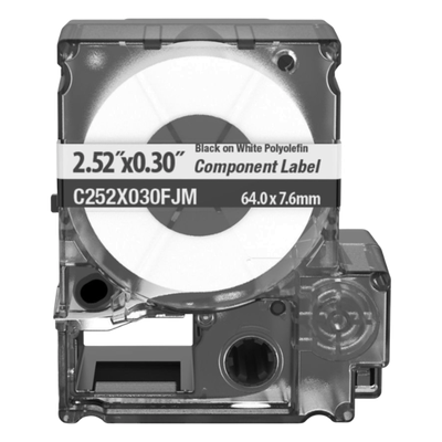 C252X030FJM - Cassette de Etiquetas de Componente / 2.52 in (6.4 cm) W x 0.3 in (0.76 cm) H / Poliolefina No Adhesiva / -40°C a 90°C / 18 mm x 7 m