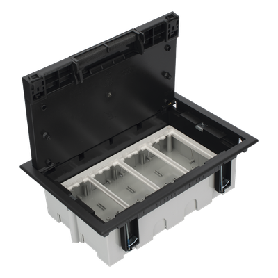 SM-CPF-4 - Caja de Piso Falso / 4 Módulos Dobles / Profundidad Ajustable 90-120 mm (3.54-4.72 in) / IK08 / +125 °C / Tapa Embellecedora