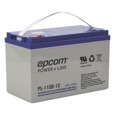 PL-110-D12 - Batería 12 Vcc / 110 Ah / Ciclo Profundo / AGM-VRLA / Uso en Aplicación Fotovoltaica /Terminales Tipo Tornillo HEX M6