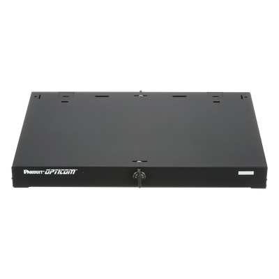 FRME1 - Panel de Distribución de Fibra Óptica, Acepta 3 Placas FAP o FMP, Bandeja Deslizable e Inclinable Hacia Abajo, Hasta 72 Fibras, Color Negro, 1UR