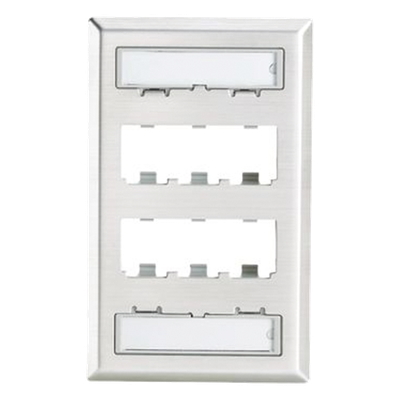 CFPL6SY - Placa de Pared Vertical / 6 Puertos Mini-Com / Acero Inoxidable Grado 304 / 69.8 x 114.3 mm / 2.75 x 4.5 in