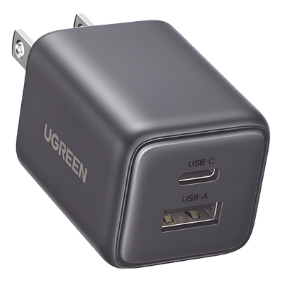 55533 - Cargador Rápido GaN / 20 W / Dual Puerto USB-C PD + USB-A QC 3.0 / Ultracompacto 43 x 33.6 x 32 mm