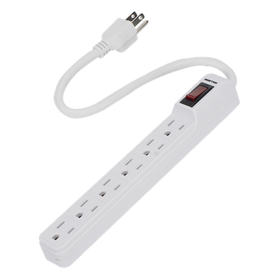 SYS-136201 - Multicontacto con Cable / 6 Tomas con Tierra / 15 A / Calibre 14 AWG / Cable 30 cm (11.8 in) / Interruptor Iluminado