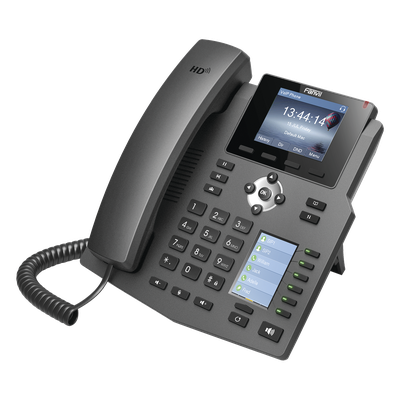 X4 - Teléfono IP empresarial para 4 líneas SIP con 2 pantallas LCD, 6 teclas BLF/DSS, conferencia de 3 vías, PoE