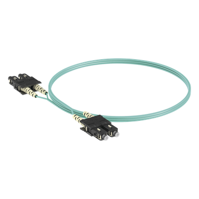 FX23RSNSNSNM002 - Jumper de Fibra Óptica / Multimodo OM3 50/125 / SC-SC Duplex / OFNR Riser / 2 m (6.56 ft) / Aqua