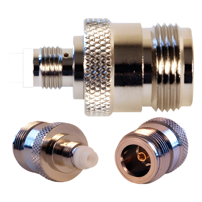 971-107 - Adaptador Coaxial / FME-Hembra a N-Hembra / 50 Ohm / Conectores Chapados en Oro
