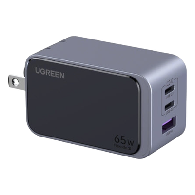 45223 - Cargador de Pared / 65W / 3 Puertos / 2 USB-C + 1 USB-A / GaN II / PD3.0 / QC4.0 / PPS2.0 / Enchufe Plegable US
