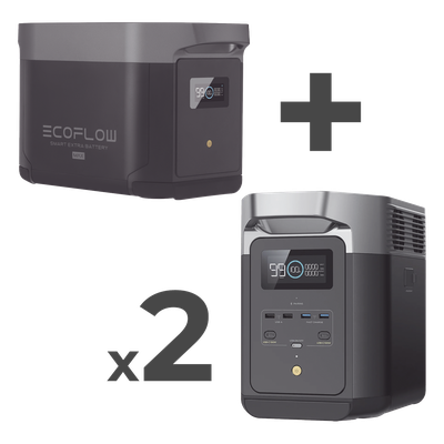 DLT2MAX-2BP - Kit Estación de Energía Portátil / 6144Wh Total / 2400W Continuo / 4800W Pico / LiFePO4 / WiFi & Bluetooth / 23 kg
