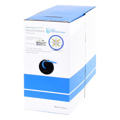 PRO-CAT-6-LITE - Bobina de Cable Cat6 / 305 m (1000 ft) / 24 AWG / CM / 250 MHz / UTP / Azul