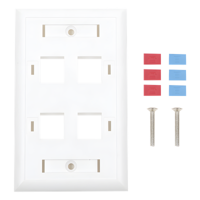 LP-FP-24 - Placa de Pared Keystone / 4 Puertos / Espacio para Etiqueta / UL 94V-0 / 70 x 115mm (2.75' x 4.52')